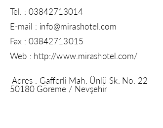 Miras Hotel iletiim bilgileri
